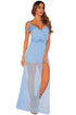 Sexy Blue Sky Faux Wrap Maxi Tulle Romper